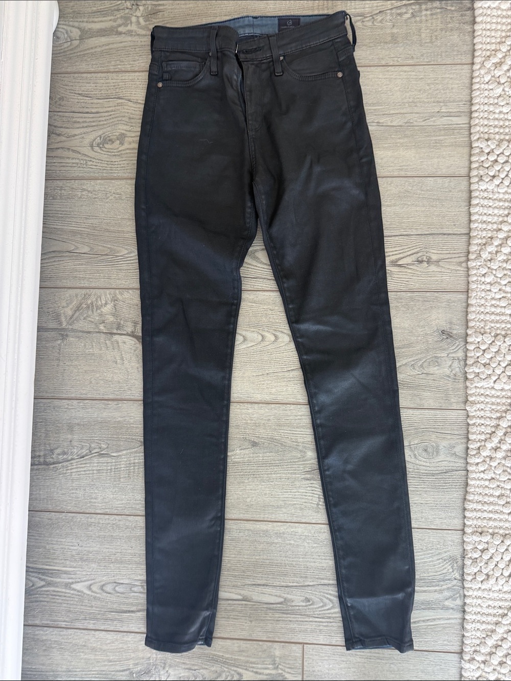 AG Adriano Goldschmied Black Coated Skinny Jeans